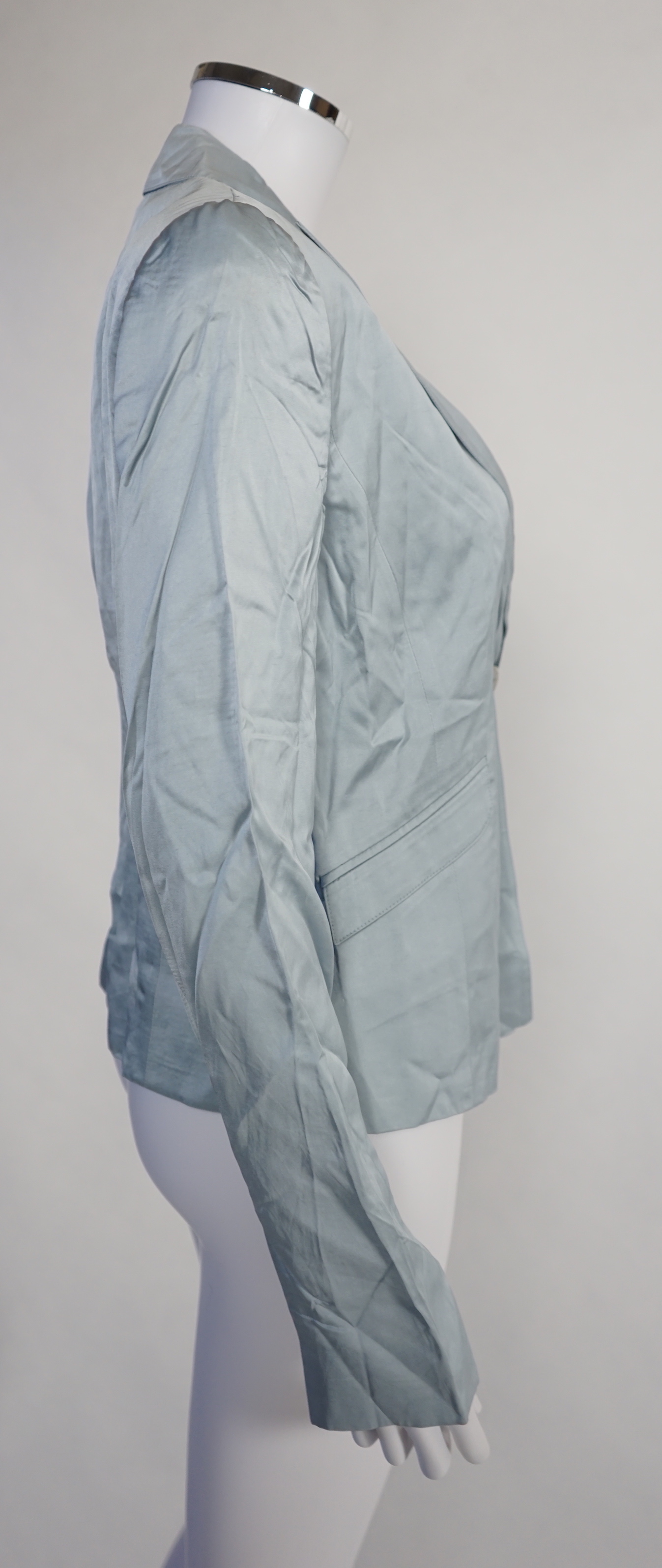 Four Emporio Armani lady's jackets, light blue silk size EU 46, all the others size EU 44
